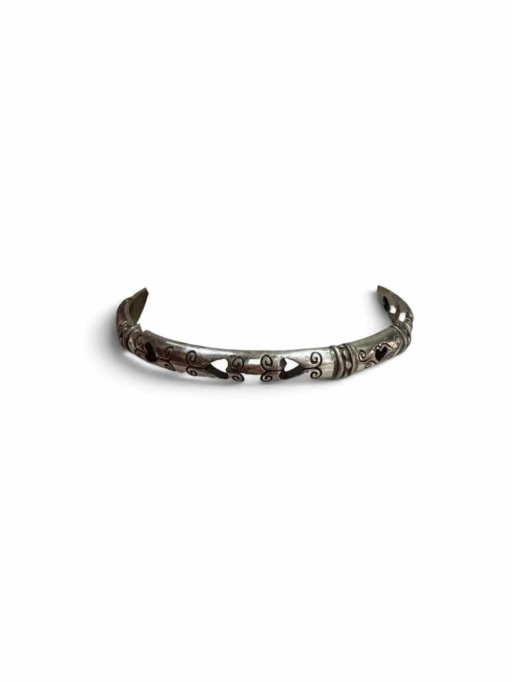 Brighton Silver-Tone Heart Filigree Bangle